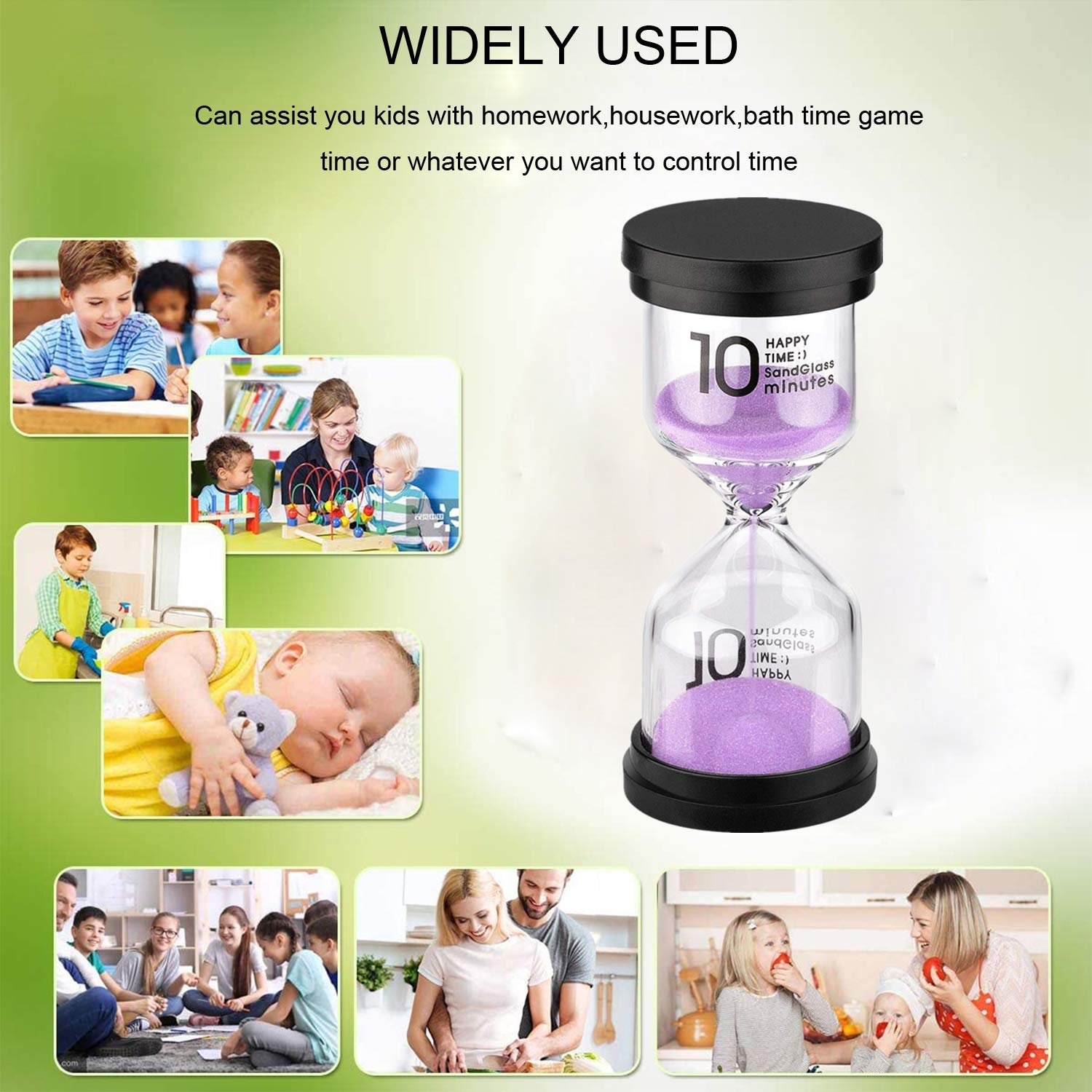 Suliao Hourglass Sand Timer 10 Minute: Plastic Sand Clock, Purple Sand Watch 10 Min, Large Reloj De Arena 10 Minutos, Colorful H